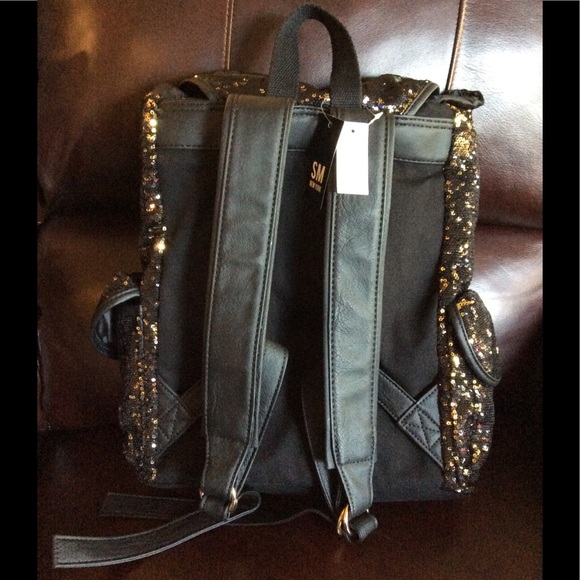 Black & Gold Sparkle Backpack main image 5
